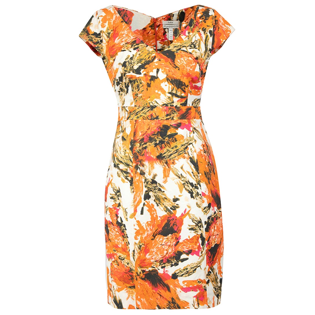 Erdem Orange Abstract Pattern Mini Dress Size L For Sale