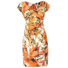 Erdem, mini-robe orange à motif abstrait, taille L