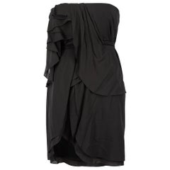 Jasmine Di Milo Black Silk Ruffle Strapless Dress Size S