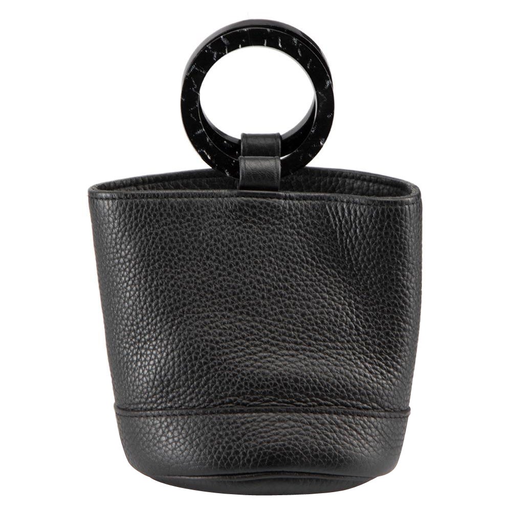 Simon Miller Black Leather Mini Bonsai Bucket Bag For Sale