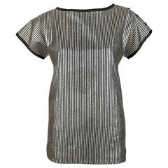 1980's SAINT LAURENT gold and black metallic striped top 8