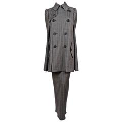 2008 JUNYA WATANABE striped wool runway cape coat and skirt - unworn 2