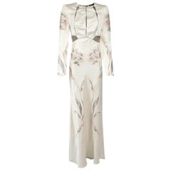 Alexander McQueen Ivory Floral Cut Out Maxi Dress Size S