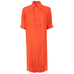 Alexander McQueen McQ Orange Silk Mini Shirt Dress Size L
