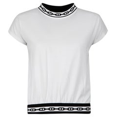 Hermès White Elasticated Trim T-Shirt Size XS