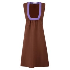 Prada Brown Sleeveless Plunge Square Neck Dress Size S