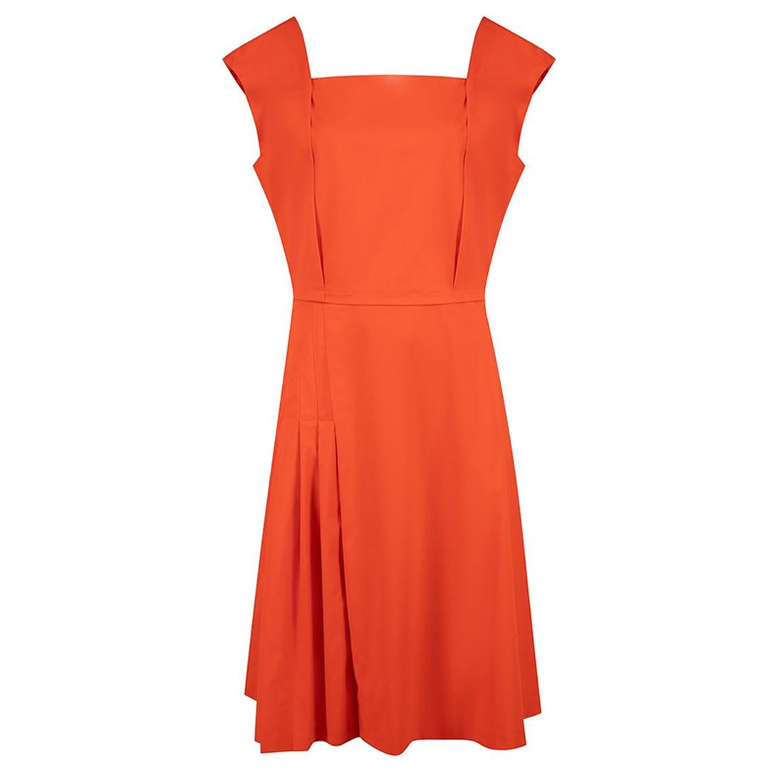 Salvatore Ferragamo Orangefarbenes knielanges Kleid in Knielänge Größe XL im Angebot