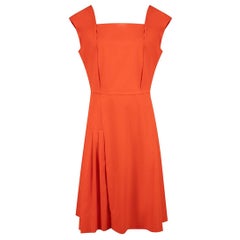 Salvatore Ferragamo Orangefarbenes knielanges Kleid in Knielänge Größe XL