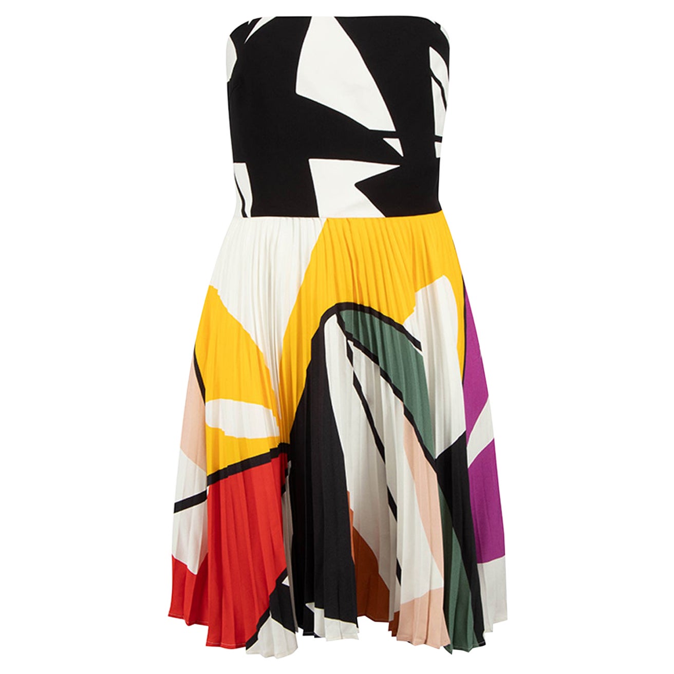 Elie Saab Abstract Pleated Mini Dress Size M For Sale
