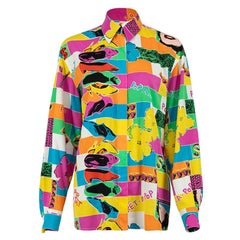 Louis Feraud Camisa Vintage Pop-Art Neon Graphic Talla L