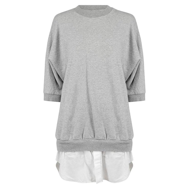 3.1 Phillip Lim Grey Cotton Shirt-Layered Jumper Size S For Sale