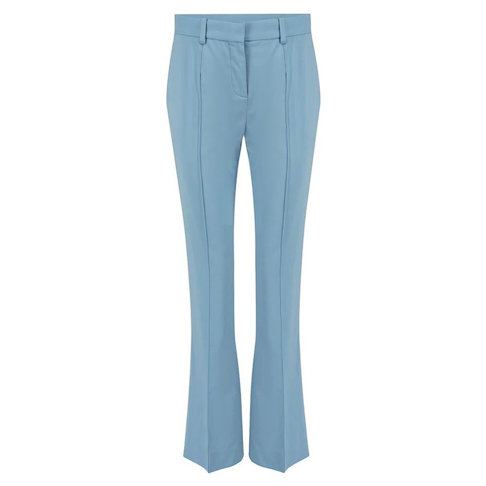 Versace Cornflower Blue Wool Straight Trousers Size XS For Sale