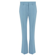 Used Versace Cornflower Blue Wool Straight Trousers Size XS