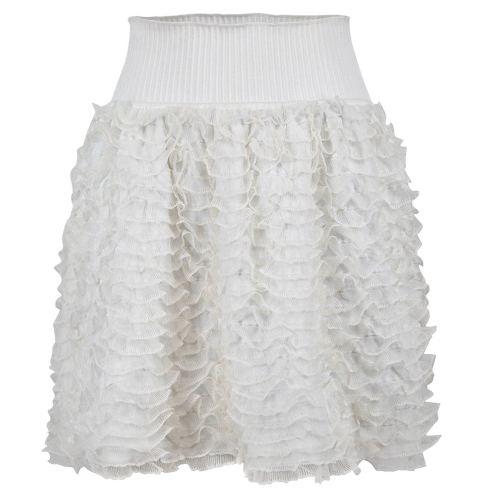 Alaïa White Elasticated Ruffle Layer Mini Skirt Size M For Sale