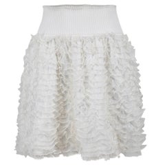 Used Alaïa White Elasticated Ruffle Layer Mini Skirt Size M