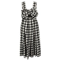 Comme Des Garcons Schwarzes Midikleid mit Gingham-Schleife, Größe S