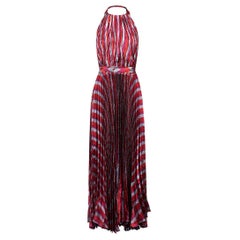 Maria Lucia Hohan Metallic Silk Halterneck Dress Size XL