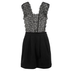 Manoush Black Wool Lace Strap Pinafore Dress Size M