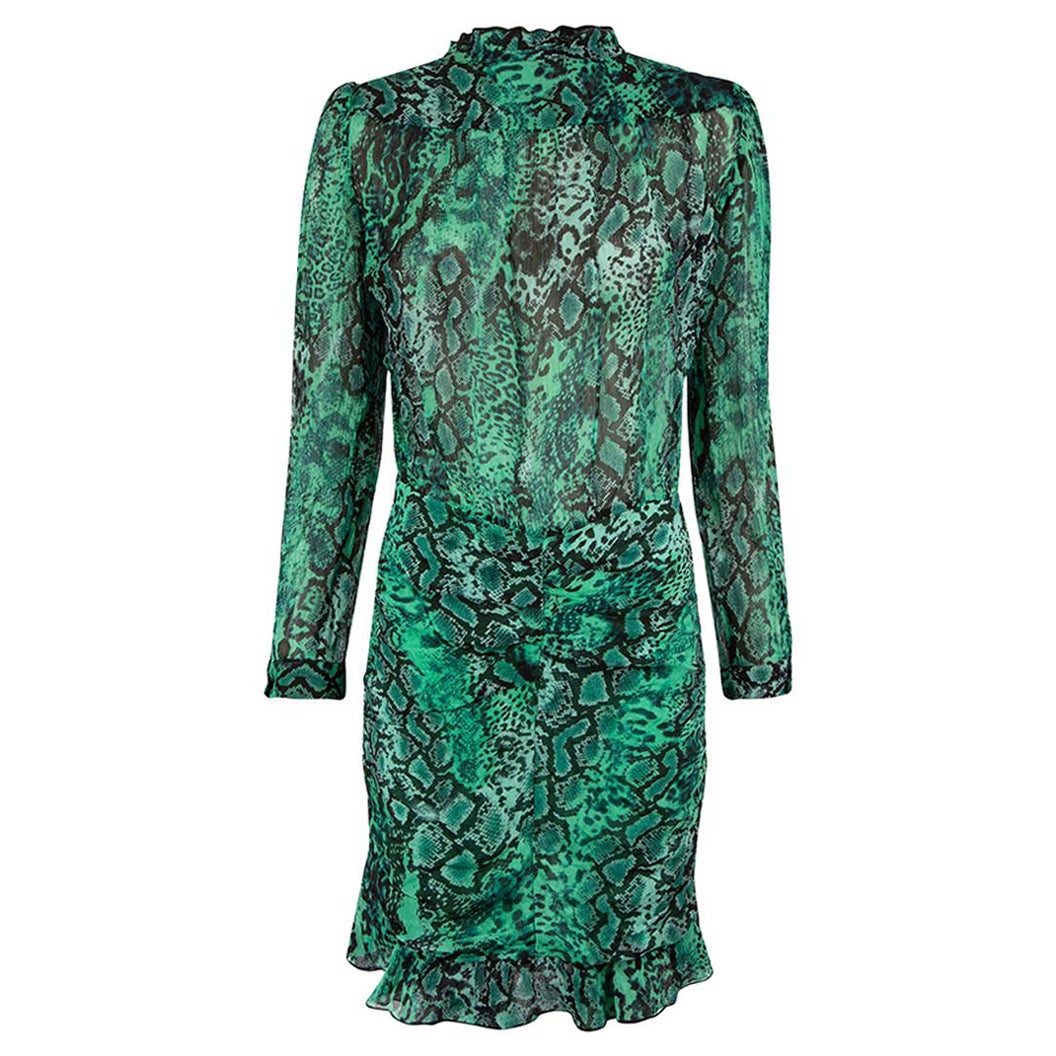 ba&sh Green Snakeskin Mini Sheer Dress Size M For Sale