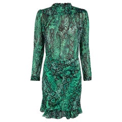 ba&sh Green Snakeskin Mini Sheer Dress Size M