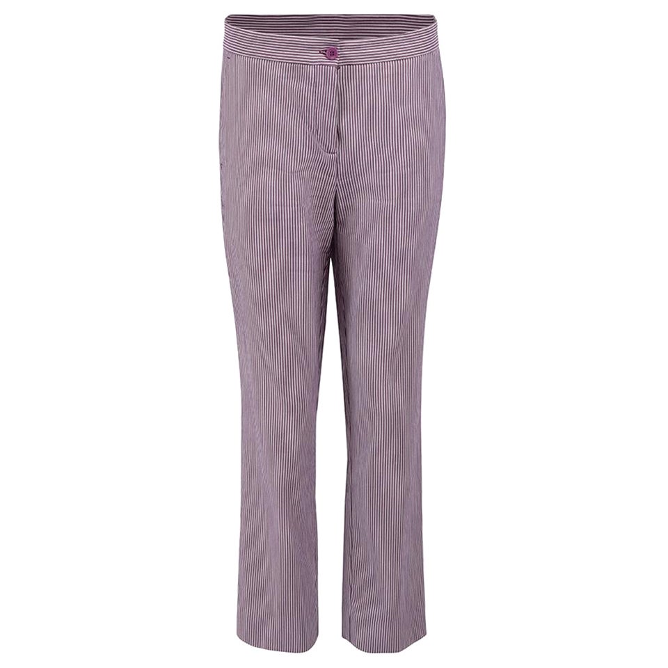 Etro Purple Striped Slim Fit Trousers Size M For Sale