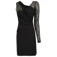 Helmut Lang Black Asymmetric Lace Mini Dress Size M