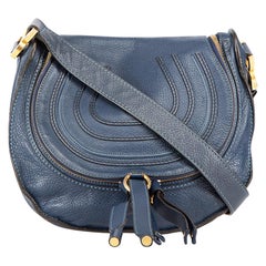 Used Chloé Navy Leather Medium Marcie Crossbody Bag