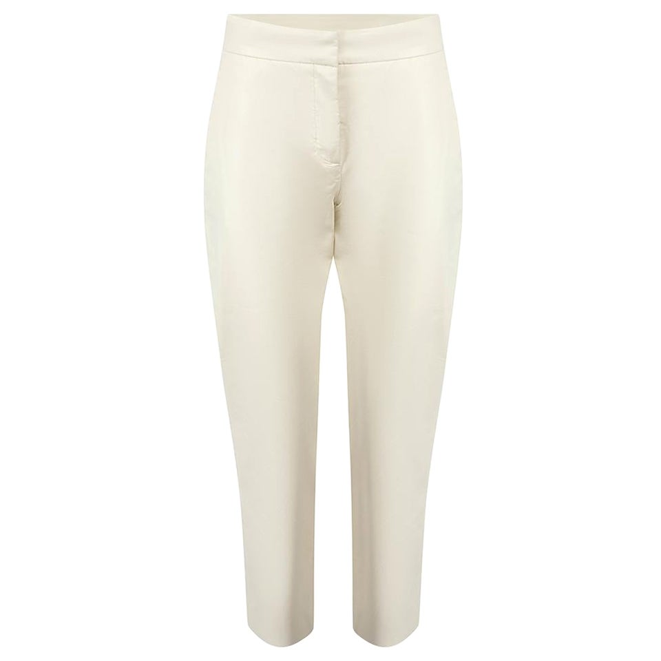 MSGM White PU Crop Straight Trousers Size S For Sale