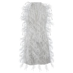 Ralph & Russo White Silk Feather Halterneck Dress Size M