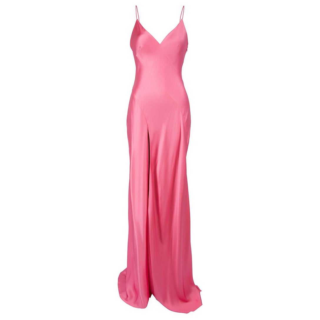 Ralph & Russo Pink Silk Front Slit Maxi Dress Size S For Sale