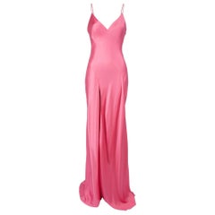 Vintage Ralph & Russo Pink Silk Front Slit Maxi Dress Size S