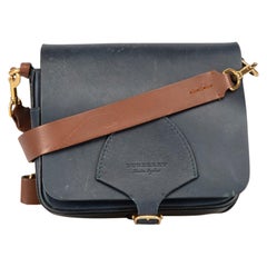 Used Burberry Navy Leather Crossbody Bag