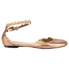 Chloé Metallic Rosa Lauren Riemchensandalen Größe IT 36