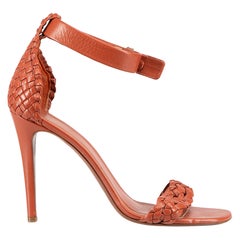 Celine Brick Red Braided Strap Heeled Sandals Size IT 40