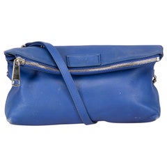 Burberry Blue Leather Fold Over Crossbody Bag