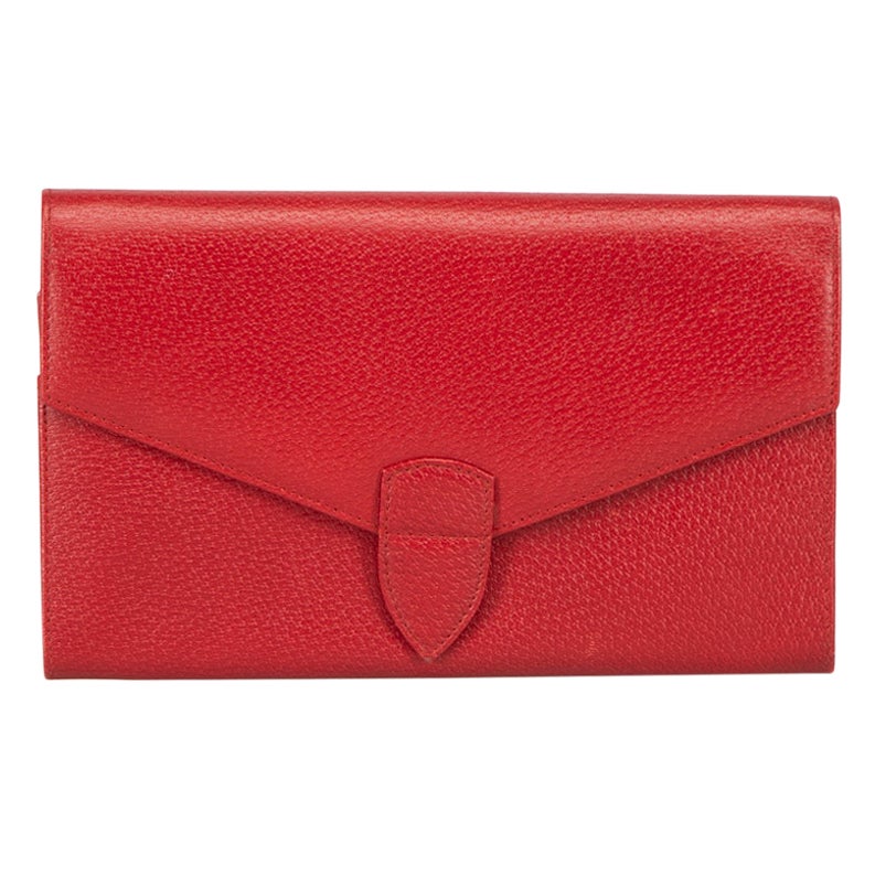 Smythson Red Leather Bifold Travel Wallet For Sale