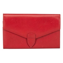 Used Smythson Red Leather Bifold Travel Wallet