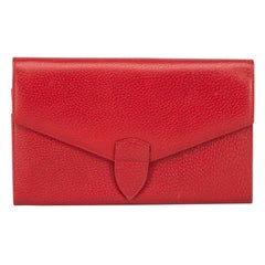 Smythson Red Leather Bifold Travel Wallet