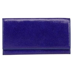 Smythson Lila Leder-Brieftasche zum Umklappen für Reisen