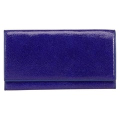 Smythson Purple Leather Bifold Travel Wallet