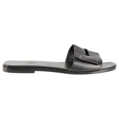 Hermès Slides de vue en cuir noir Taille IT 40,5