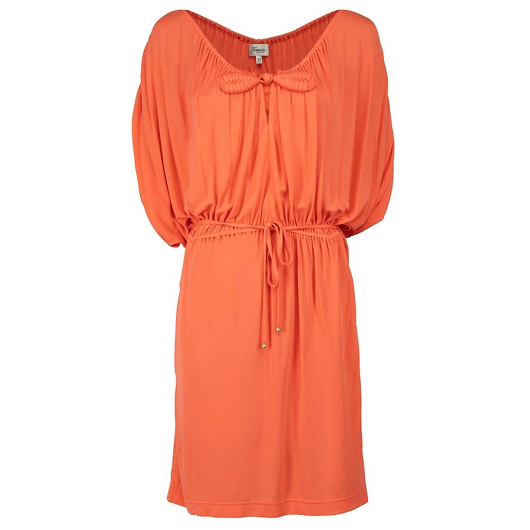 Temperley London Orange Ruched Sleeves Mini Dress Size M For Sale