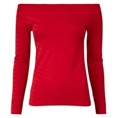 Used Helmut Lang Red Stretch Wide-Neck Top Size S