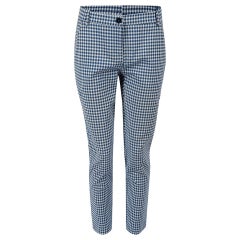 Pinko Blue Gingham Slim Cropped Trousers Size S