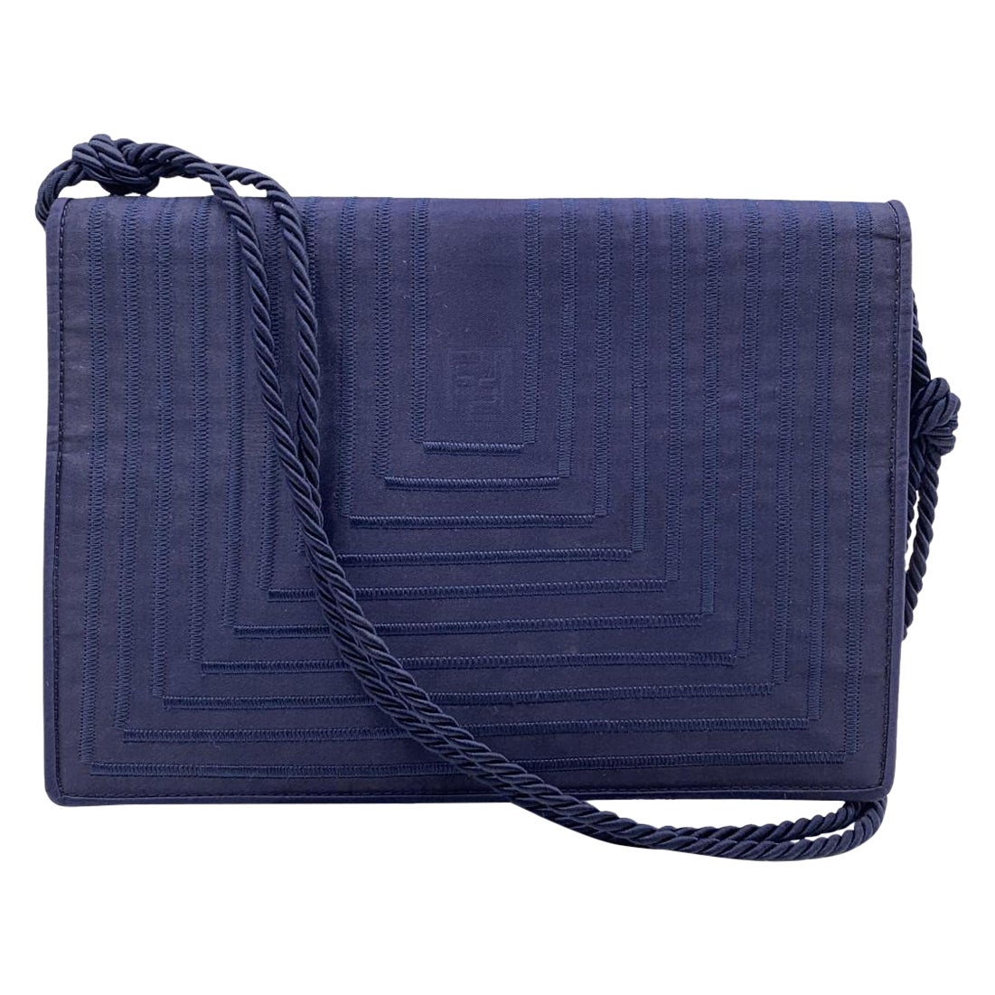 Fendi Vintage Blue Satin Crossbody Bag or Clutch with Stitchings For Sale