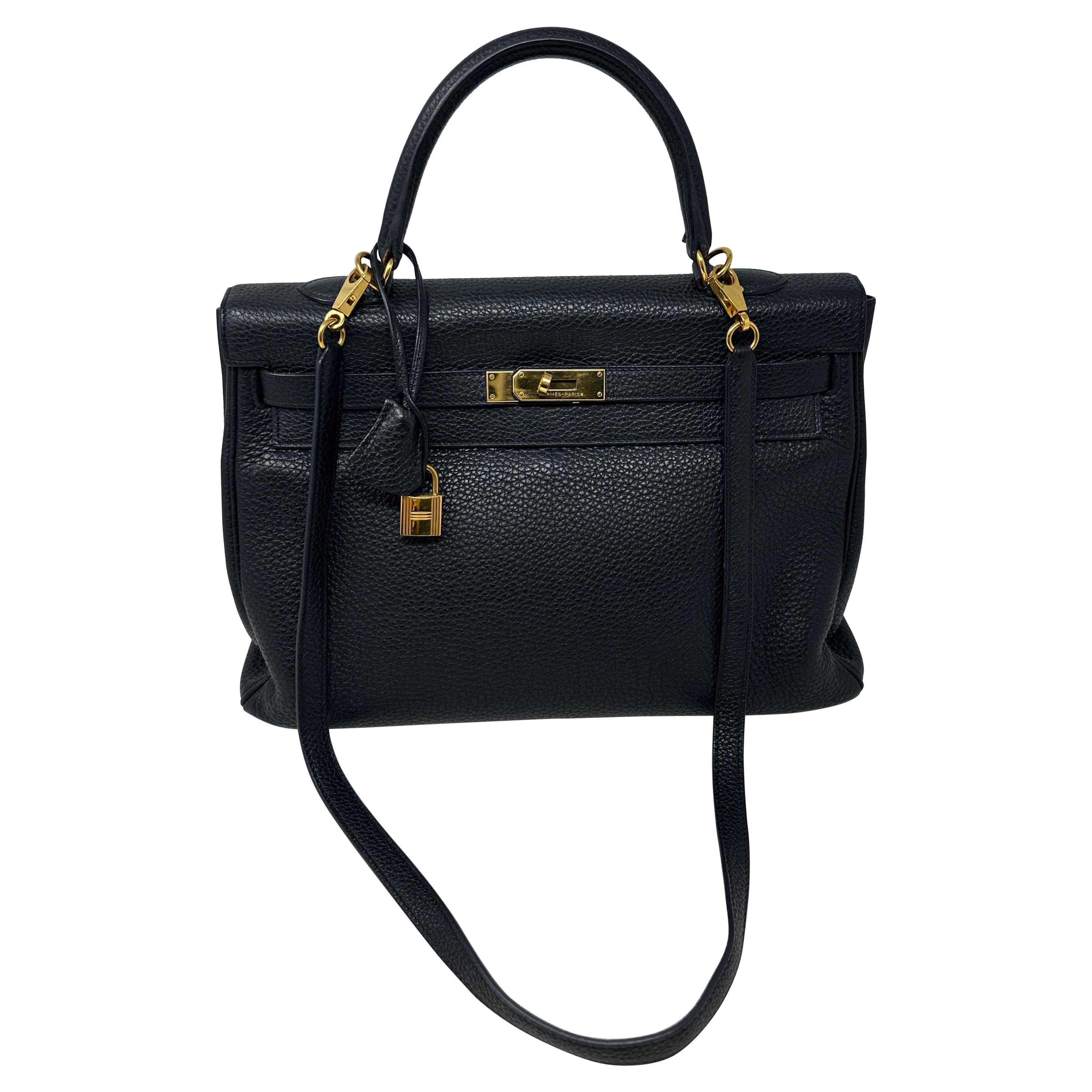 Hermes Black Kelly 35 Bag  For Sale