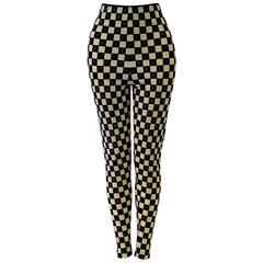 Rare Gianni Versace Couture Checked Velvet Leggings Fall 1994