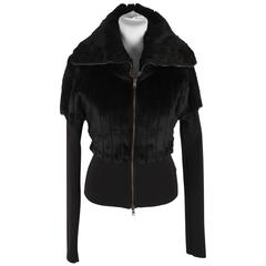 GUCCI Black Rabbit Fur CROPPED LAPIN JACKET Zip Front SIZE S 9