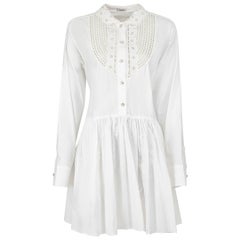 Miu Miu White Bib Accent Mini Smock Dress Size M