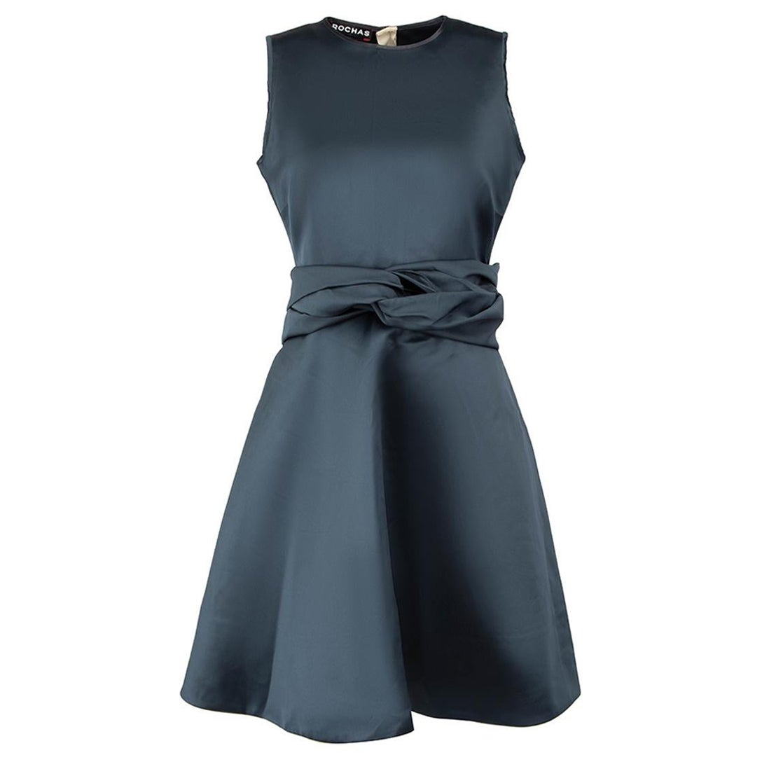 Rochas Navy Belted Mini Dress Size M For Sale